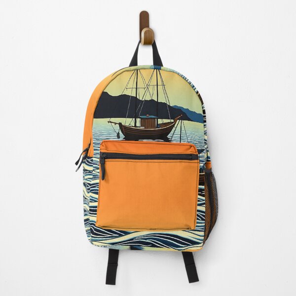 Item preview, Ukiyo-e Fishing Boats at Sunset | Japanese Wave Art designed and sold by T-domain.