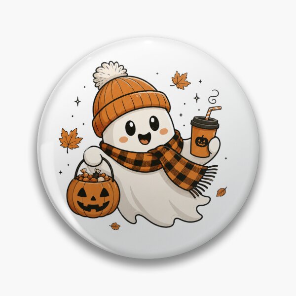 Item preview, Cute Ghost with Pumpkin Candy Bucket designed and sold by TTStudio.