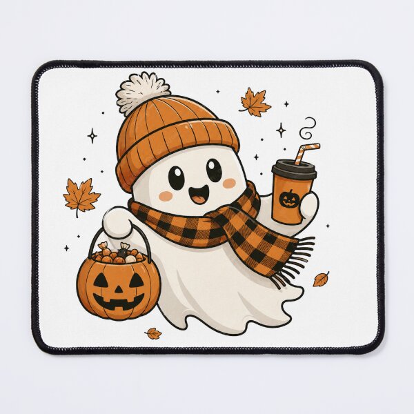 Item preview, Cute Ghost with Pumpkin Candy Bucket designed and sold by TTStudio.