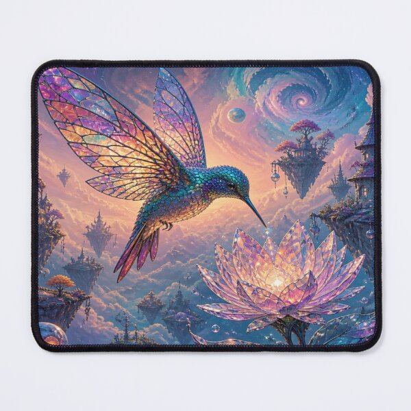 Item preview, Fantasy Hummingbird Glow – Surreal Lotus Sky designed and sold by FotoworldEdel.