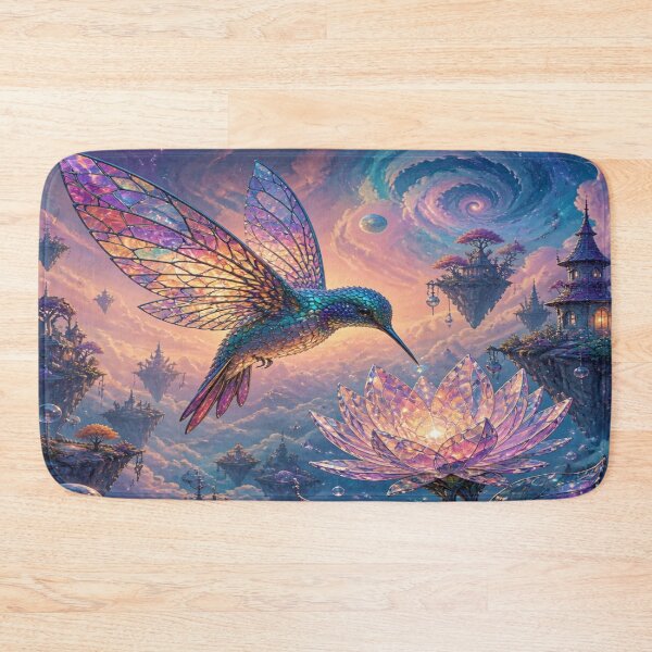 Item preview, Fantasy Hummingbird Glow – Surreal Lotus Sky designed and sold by FotoworldEdel.