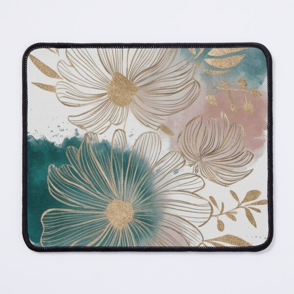 Item preview, Elegant Gold Teal Watercolor Floral Art designed and sold by NNCollection.