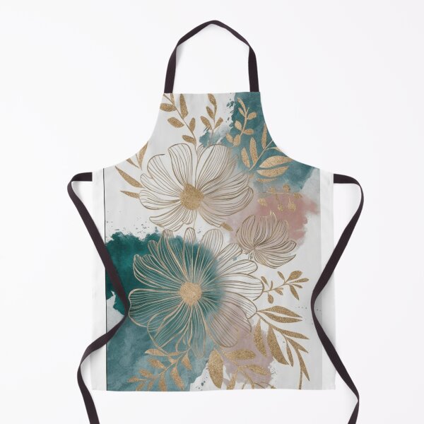 Item preview, Elegant Gold Teal Watercolor Floral Art designed and sold by NNCollection.