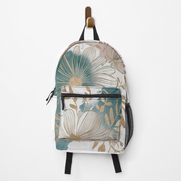 Item preview, Elegant Gold Teal Watercolor Floral Art designed and sold by NNCollection.