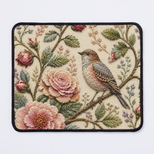 Item preview, Songbird and Roses Faux Embroidery designed and sold by HavuNordicShop.