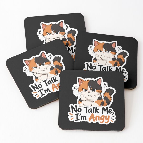 Item preview, "No Talk Me I’m Angy" Funny Calico Cat Introvert Quote designed and sold by Adjie Triawan.