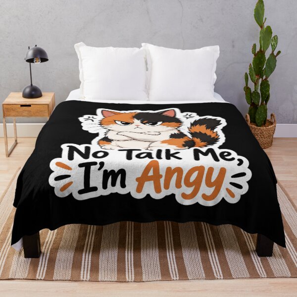 Item preview, "No Talk Me I’m Angy" Funny Calico Cat Introvert Quote designed and sold by Adjie Triawan.