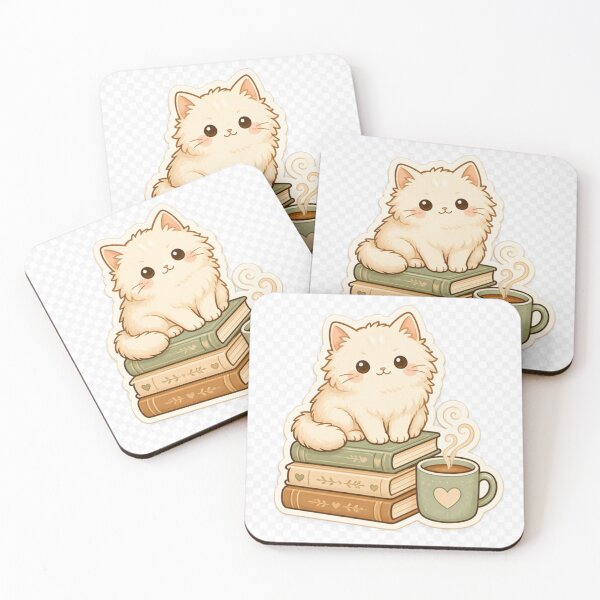 Item preview, Cozy Cat on Books with Heart Mug Cute Kawaii Sticker Design designed and sold by EwaMariaShop.