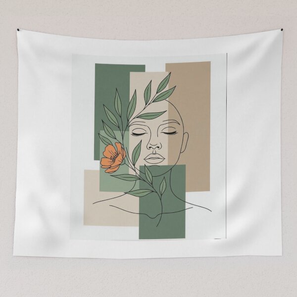 Item preview, Abstract Line Art Woman Botanical Boho designed and sold by NNCollection.