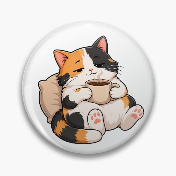 Item preview, Cute Lazy Calico Cat With Coffee designed and sold by Adjie Triawan.