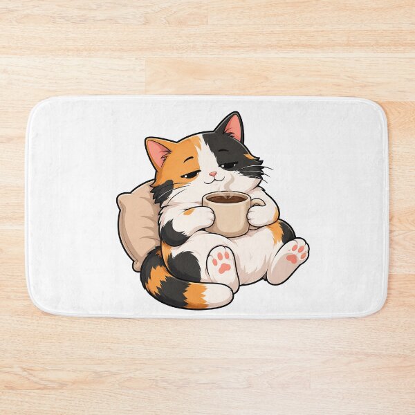 Item preview, Cute Lazy Calico Cat With Coffee designed and sold by Adjie Triawan.
