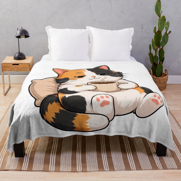 Item preview, Cute Lazy Calico Cat With Coffee designed and sold by Adjie Triawan.
