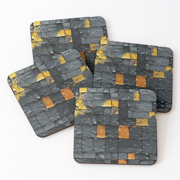 Item preview, Dark Charcoal Gold Block Grid Seamless Photo Texture designed and sold by DigitaICraft.