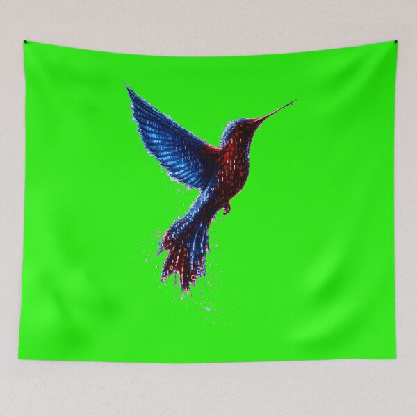 Item preview, Binary Hummingbird Red Blue designed and sold by Kicor.