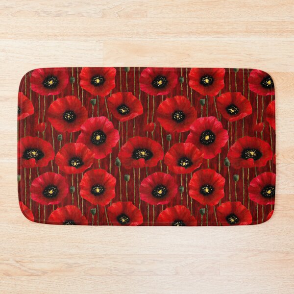 Item preview, Large Red Poppies On Dark Blue Botanical Background designed and sold by igraphixart.