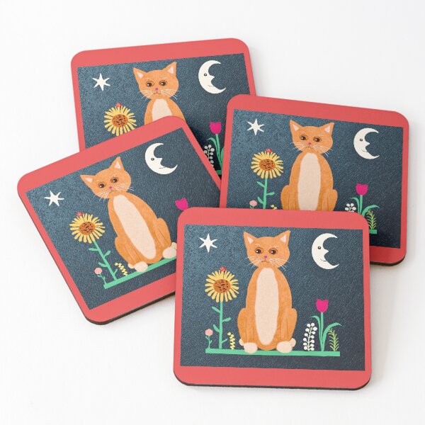 Item preview, Cat and Flowers Under Moonlight designed and sold by Elaine M Hayward .