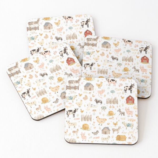 Item preview, Watercolor Cute Farm Animals Seamless Pattern designed and sold by mijaczeek.