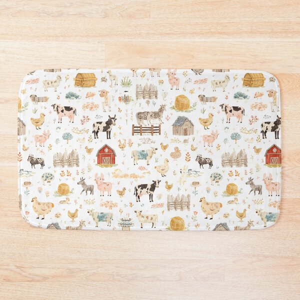 Item preview, Watercolor Cute Farm Animals Seamless Pattern designed and sold by mijaczeek.