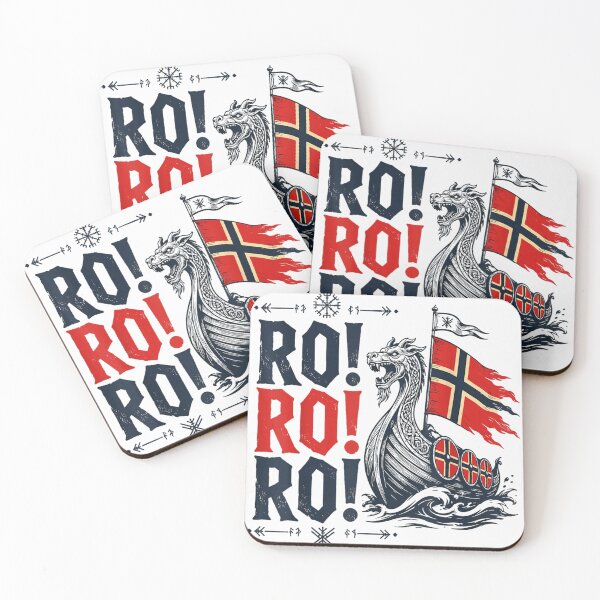 Item preview, Ro Ro Ro Viking Longship Dragon Boat Norwegian Flag Shield Typography Sticker designed and sold by GalenoHenley.
