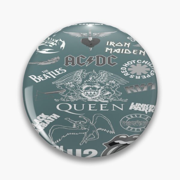 Item preview, Collage of Rock & Metal Legends - Iconic Black and White Logos designed and sold by RAYBIL.