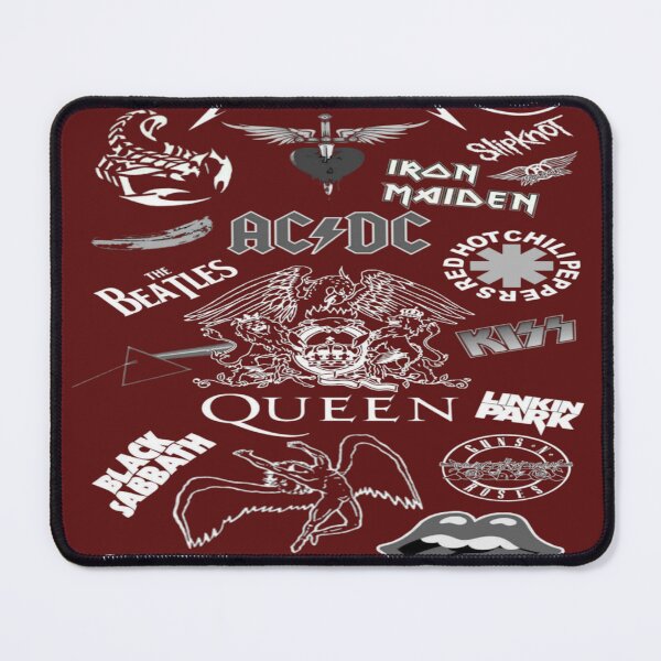 Item preview, Collage of Rock & Metal Legends - Iconic Black and White Logos designed and sold by RAYBIL.