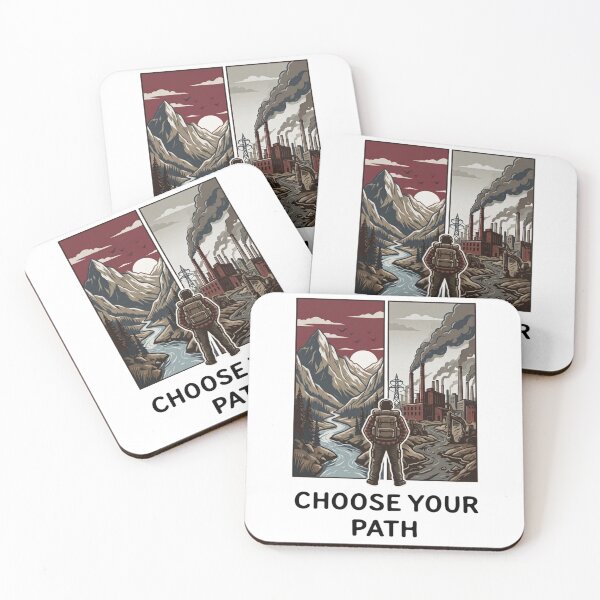 Item preview, Choose Your Path Wilderness vs Industry — Environmental Conservation Activism Art Print designed and sold by MālamaThreads.