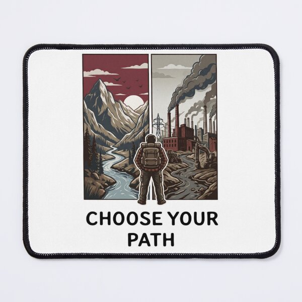 Item preview, Choose Your Path Wilderness vs Industry — Environmental Conservation Activism Art Print designed and sold by MālamaThreads.