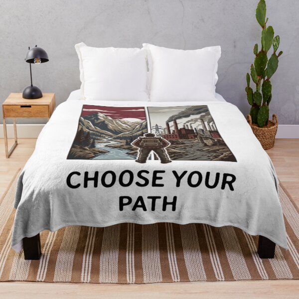 Item preview, Choose Your Path Wilderness vs Industry — Environmental Conservation Activism Art Print designed and sold by MālamaThreads.