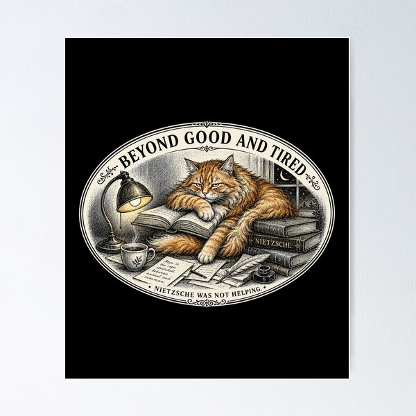 Item preview, Beyond Good and Tired – Nietzsche Cat Medallion designed and sold by Soft Panic Studio.