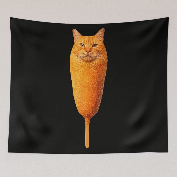 Item preview, Funny Orange Corn Dog Cat Face Surreal Food Animal Meme Mashup designed and sold by DuneHaicna.