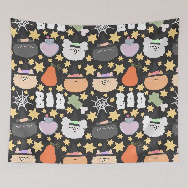 Item preview, Spooky Cute Cats & Dogs Seamless Pattern designed and sold by MiloverseOfficial.