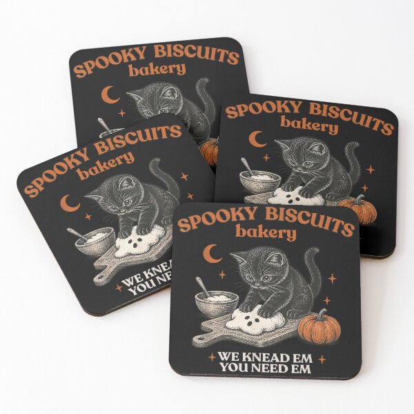 Item preview, Spooky Biscuits Bakery Cute Black Cat Kneading Ghost Dough Halloween Aesthetic designed and sold by DuneHaicna.