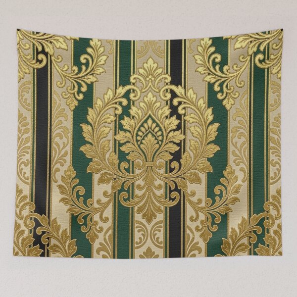 Item preview, Teal, Black and Oat Striped Gold Damask designed and sold by DesignsByPrnces.