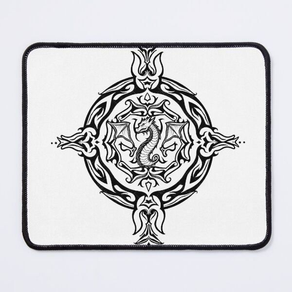 Item preview, Dragon and Tribal Motif Wall Art | Intricate Tattoo Style Design designed and sold by Qubivibe.