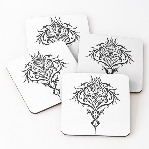 Item preview, Tribal Dragon Head Tattoo Design | Gothic Artwork designed and sold by Qubivibe.