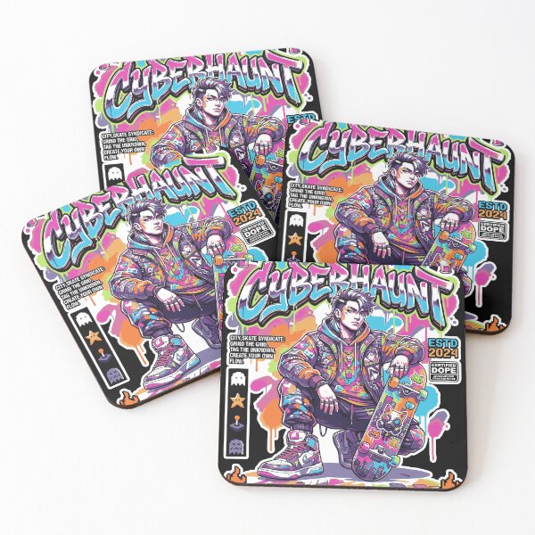 Item preview, Cyberpunk Skateboard Neon Wasteland Nomad Graffiti Skater designed and sold by BDLuck2021.