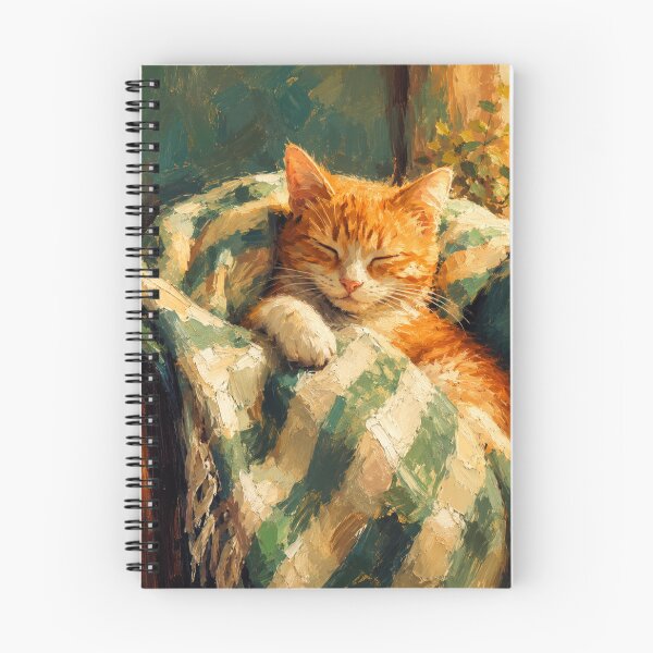 Item preview, Sleeping Orange Cat Art | Cozy Cat Wall Decor | Cute Ginger Kitten Illustration designed and sold by AbstractAuraArt.