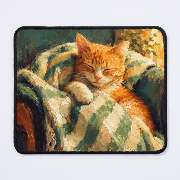 Item preview, Sleeping Orange Cat Art | Cozy Cat Wall Decor | Cute Ginger Kitten Illustration designed and sold by AbstractAuraArt.
