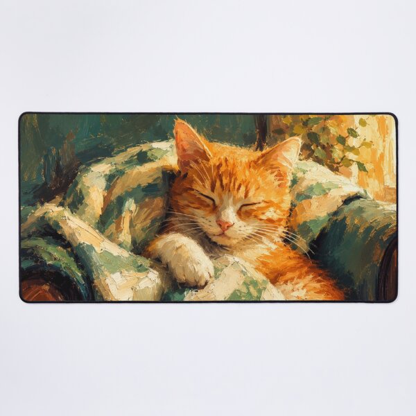Item preview, Sleeping Orange Cat Art | Cozy Cat Wall Decor | Cute Ginger Kitten Illustration designed and sold by AbstractAuraArt.