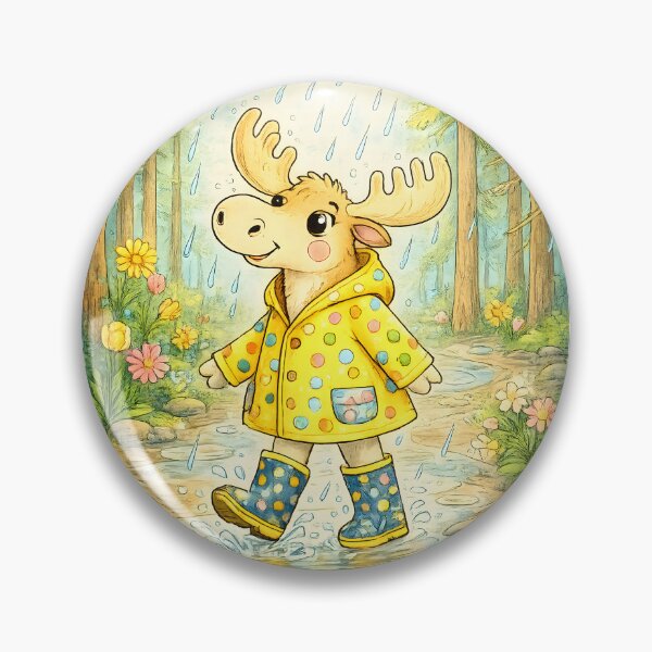 Item preview, Rainy Day Moose | Cute Forest Raincoat Adventure designed and sold by Clothes With Smiling Animals Walt Gral.
