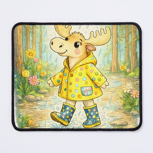 Item preview, Rainy Day Moose | Cute Forest Raincoat Adventure designed and sold by Clothes With Smiling Animals Walt Gral.