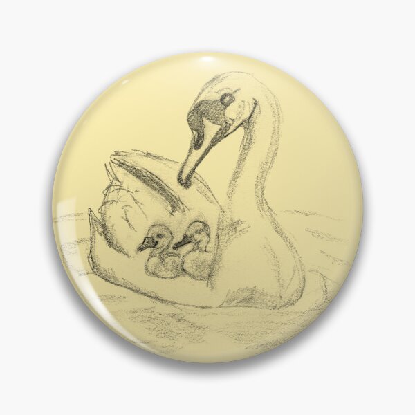 Item preview, Mother Swan with Cygnets – Gentle Nature Sketch designed and sold by Dina's Fine Arts.