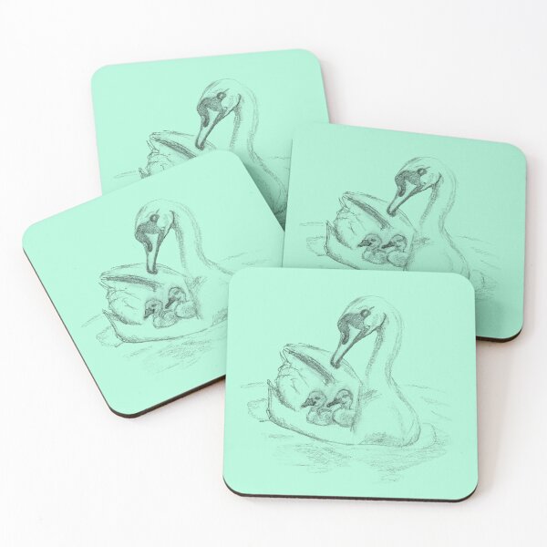 Item preview, Mother Swan with Cygnets – Gentle Nature Sketch designed and sold by Dina's Fine Arts.
