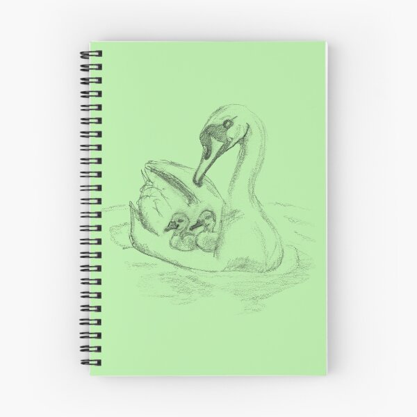 Item preview, Mother Swan with Cygnets – Gentle Nature Sketch designed and sold by Dina's Fine Arts.