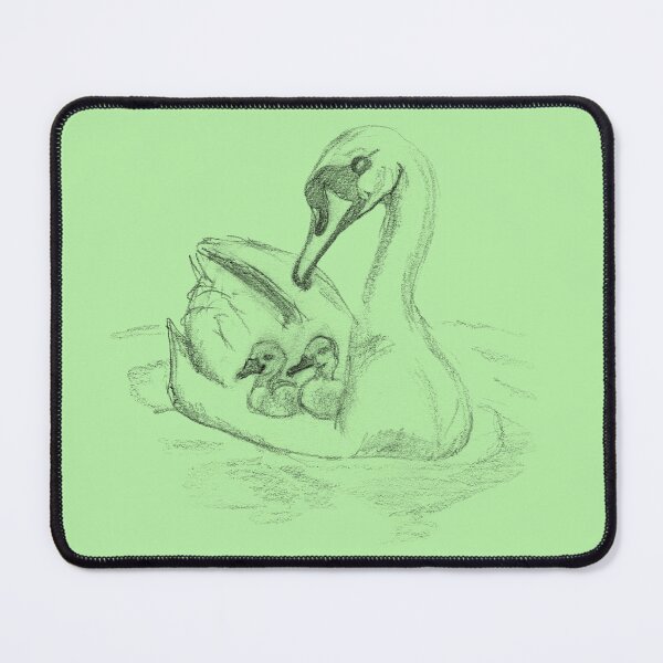 Item preview, Mother Swan with Cygnets – Gentle Nature Sketch designed and sold by Dina's Fine Arts.