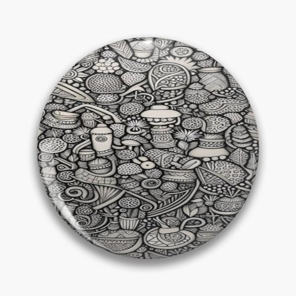 Item preview, Intricate Doodle Art - Black and White Zentangle Pattern with Mushrooms and Organic Shapes designed and sold by RAYBIL.