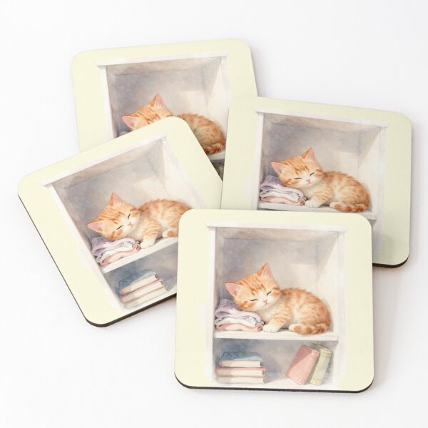 Item preview, Cozy Shelf Nap | Ginger Kitten Watercolor designed and sold by BCapybara.