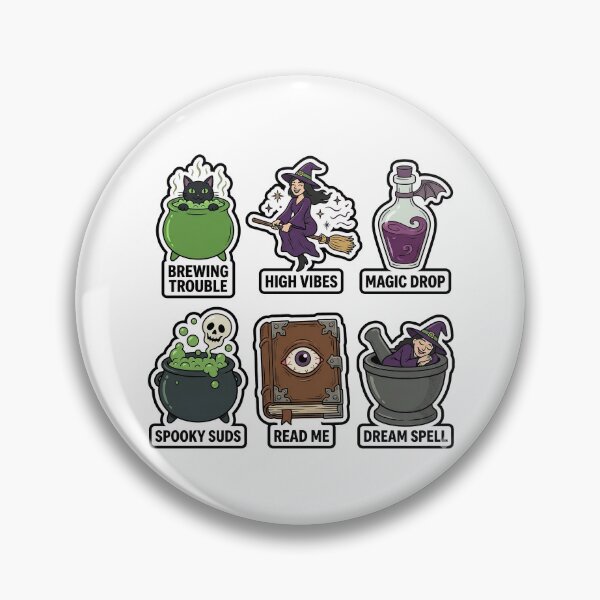 Item preview, Retro Witch Cauldron Sticker Pack - Vintage Spell & Potion Puns designed and sold by SimpleP.