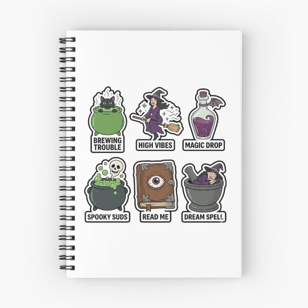 Item preview, Retro Witch Cauldron Sticker Pack - Vintage Spell & Potion Puns designed and sold by SimpleP.