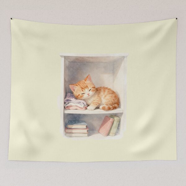 Item preview, Cozy Shelf Nap | Ginger Kitten Watercolor designed and sold by BCapybara.